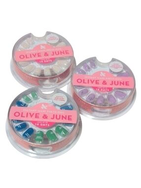 Olive & June Instant Mani Press-On Nails - Green, Purple, Yellow
